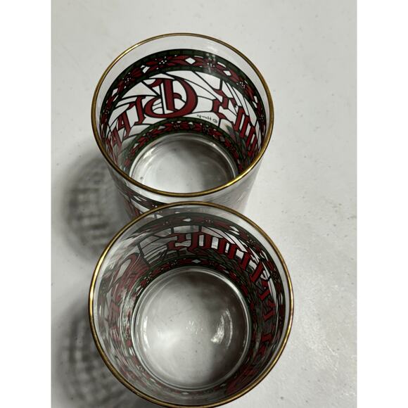 Houze Vintage 1970's Season's Greetings Rocks Bar Glasses - Picture 4 of 4